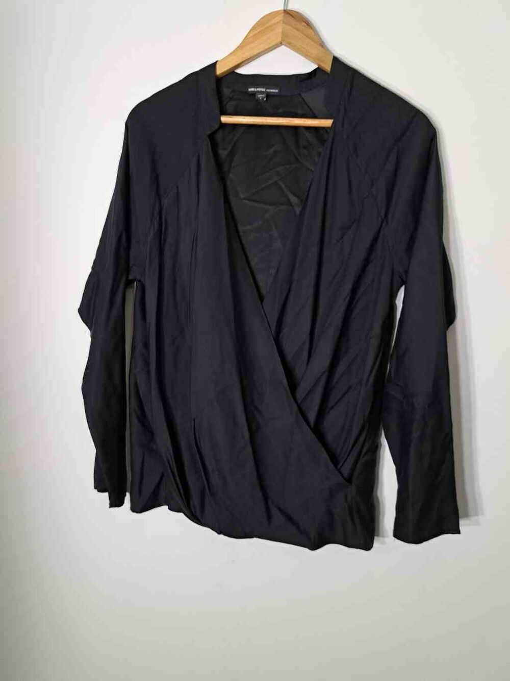 James perse womens medium surplice neck Top soft modal cotton black faux wrap
